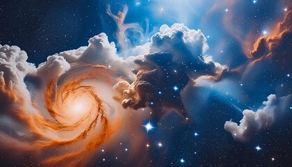 Wall Mural - nebula and galaxies in space abstract cosmos background