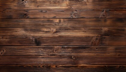 Wall Mural - dark stained wooden table background rustic wood planks texture top view generative ai