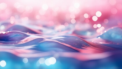 Wall Mural - close up photo of water waves with a blurred abstract background in soft pink and blue colors the im