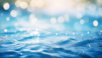 Wall Mural - water surface with bright blue bokeh background world water day banner concept