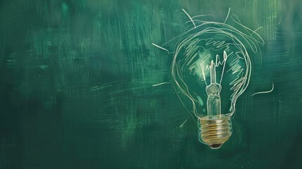 Leinwandbilder - Idea bulb sketch on green board