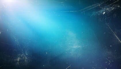 Wall Mural - scratched background lens flare effect blue distressed aged faded grunge surface with smeared stains