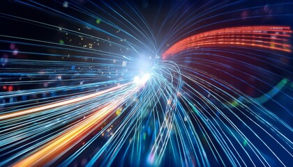 Wall Mural - daten fliegen mit lichtgeschwindigkeit uber die datenautobahn in einem glasfaserkabel