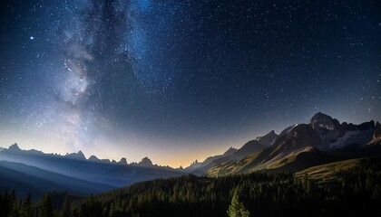 Poster - starry nightscapes capture the night sky filled with stars above picturesque landscapes such as mountains forests or deserts the contrast between the dark sky generative ai