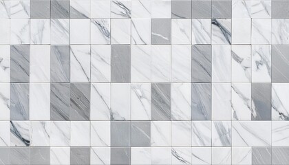 Wall Mural - panorama of white marble tile floor texture and bckground seamless