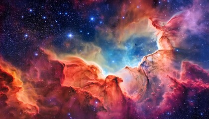 Wall Mural - cosmic nebula with vibrant hues and shimmering stars