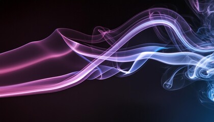 Poster - neon colour purple lines on black background creative abstract wallpaper banner abstract neon blue wave on black background a blue and purple smoke colorful curvy light trail isolated on black