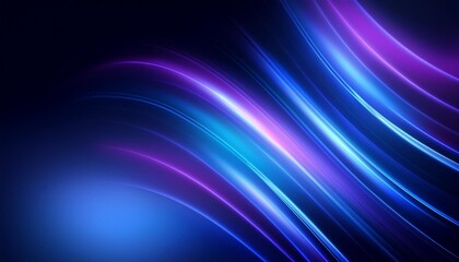 Wall Mural - dark blue abstract background with ultraviolet neon glow blurry light lines waves