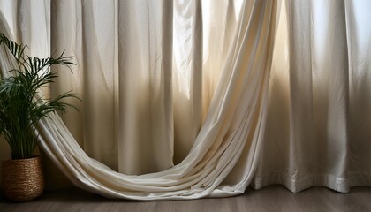 Sticker - white fabric curtain with texture background