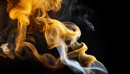 Wall Mural - smoke on black background with light yellow