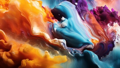 Wall Mural - abstract paint colors mixed together on a surface