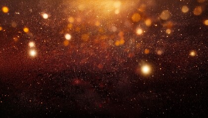 Wall Mural - black dark red orange golden brown shiny glitter abstract background with space twinkling glow stars