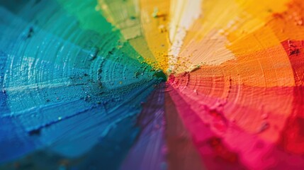 Poster - Close up shot of a colorful painting featuring a vibrant rainbow design