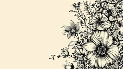 Hand drawn vertical floral design with various elements space for text seamless pattern