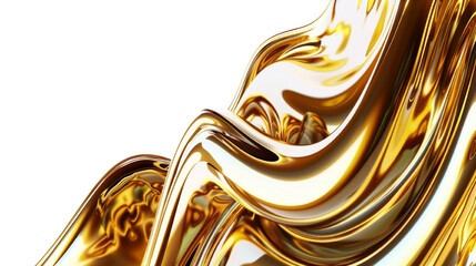 Canvas Print - Dynamic 3D gold wave shape isolated for seamless integration into transparent background designs