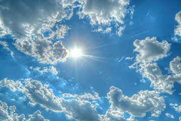Poster - A bright sun peering through cloudy skies