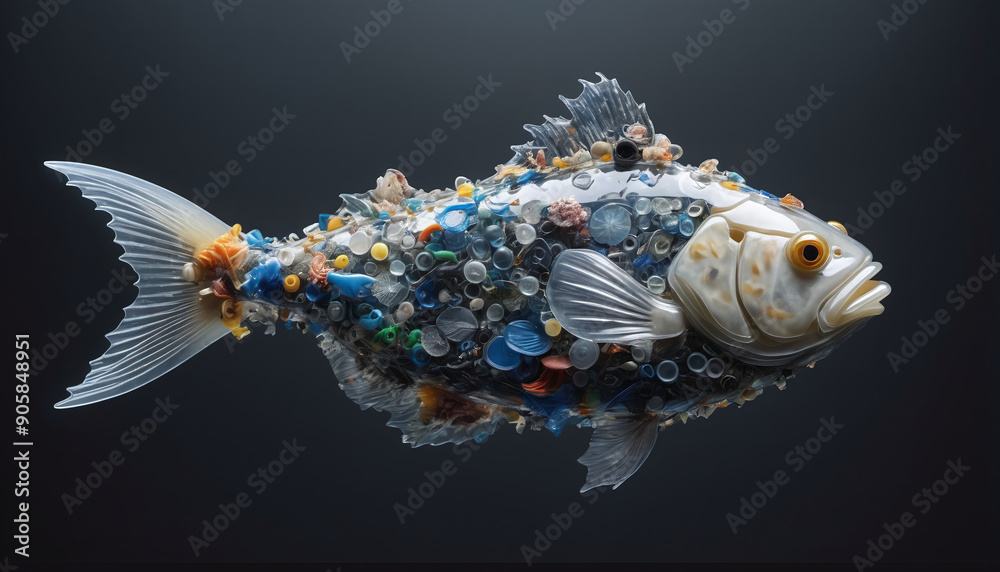 Fish Plastic Example illustrative representation of a food fish made entirely of plastic ...