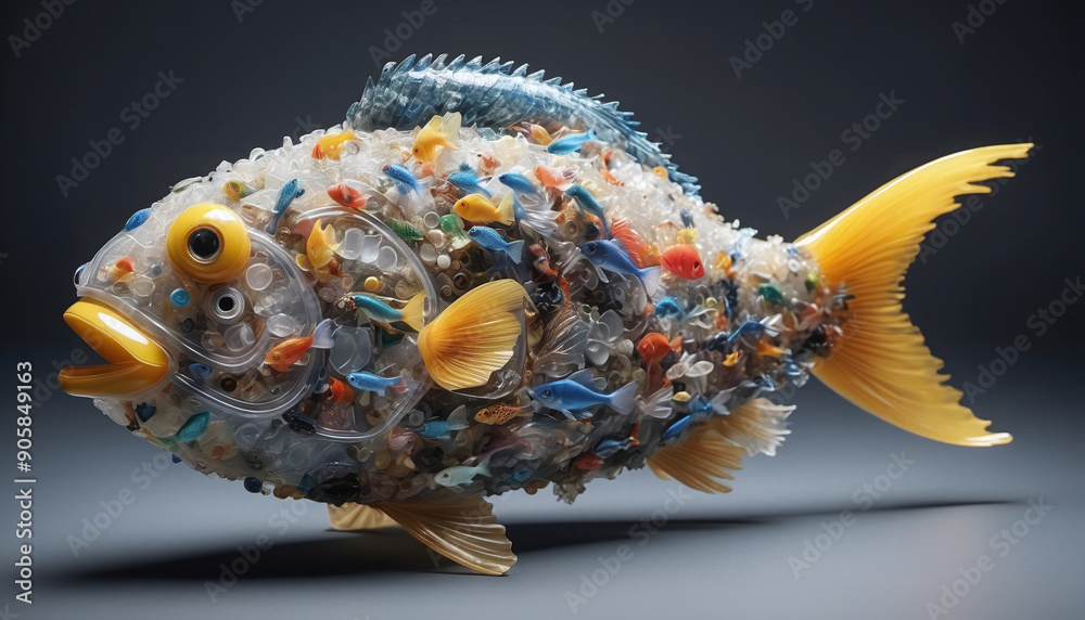 Fish Plastic Example illustrative representation of a food fish made entirely of plastic ...