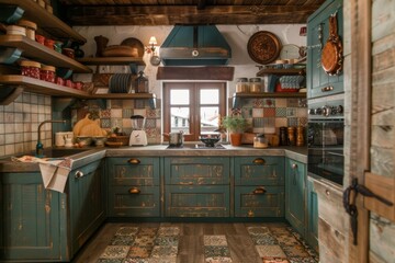 Wall Mural - Interior of a country themed style kitchen