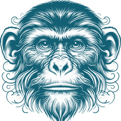 Wall Mural - monkey tattoo vector