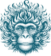 Wall Mural - monkey tattoo vector