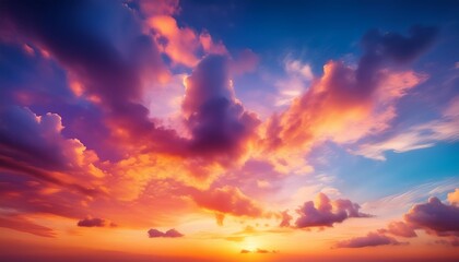 Wall Mural - vibrant gorgeous sunset sky with colorful clouds background