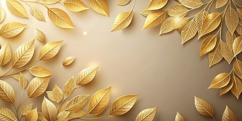 Canvas Print - Abstract background with elegant golden leaves , nature, autumn, texture, shiny, luxury, foliage, decoration, festive