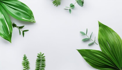 summer overhead desk leaf top view illustration above botanical table green design floral summer overhead desk leaf top view