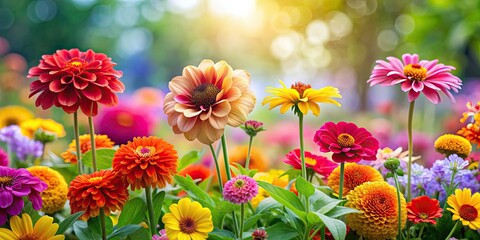 Sticker - Vibrant flowers blooming beautifully in a garden , flora, garden, nature, colorful, blossoms, petals, blooming, plants