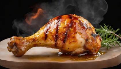 Wall Mural - Grilled bbq chicken leg on transparent background