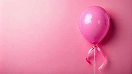 Poster - Pink balloon with a matching pink ribbon , celebration, party, cute, decoration, festive, balloons, pink, pastel, girly, ribbon