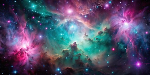Wall Mural - radiant nebulaic stellar nursery with magenta and teal colors
