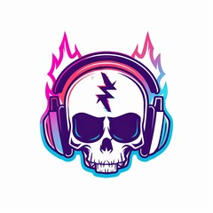 Skull with Headphones and Fire