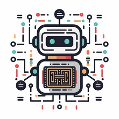 Canvas Print - Robot Illustration with Circuit Board Design