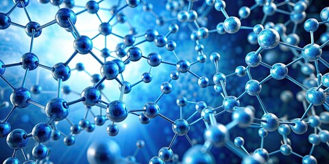 Poster - Abstract blue molecular patterns on a minimalist background, science, healthcare, advancements, technology, research