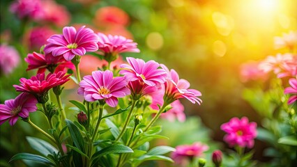 Canvas Print - Pink flowers blooming on a plant in a garden, pink, flowers, blossom, garden, blooming, plant, nature, vibrant, petals