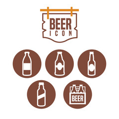 Wall Mural - Set of beer icon sticker Alcoholic beverage Vector