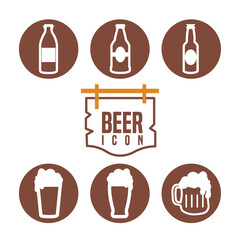 Wall Mural - Set of beer icon sticker Alcoholic beverage Vector