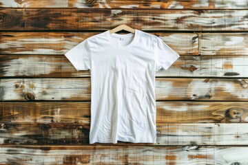 White t shirt on wooden background