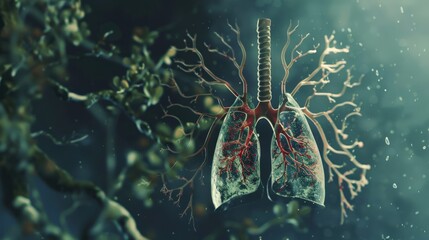 Wall Mural - A close up of a lung with red and white splotches