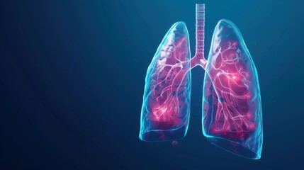 Poster - A close up of a human lung with red and blue colors