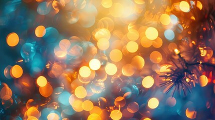 Poster - Abstract blurred lights on sparkling background Festive backdrop for Christmas party New Year celebrations