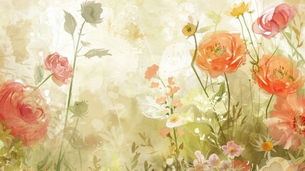 Canvas Print - Abstract Watercolor Floral Background.