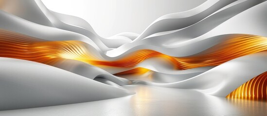 Poster - Abstract 3D Golden and White Waves