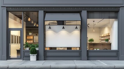 Poster - Blank storefront facade with an awning.