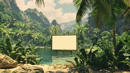 Poster - Blank Sign in a Tropical Paradise.