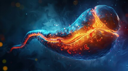 Wall Mural - A glowing, fiery, and twisted creature with a long, red, and orange tail