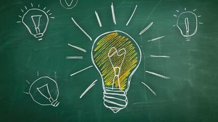 Leinwandbilder - Idea bulb sketch on green board