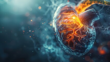 Wall Mural - A heart with a brain inside of it