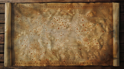 Wall Mural - antique star chart on aged parchment. astronomical map with celestial bodies, constellations, and st